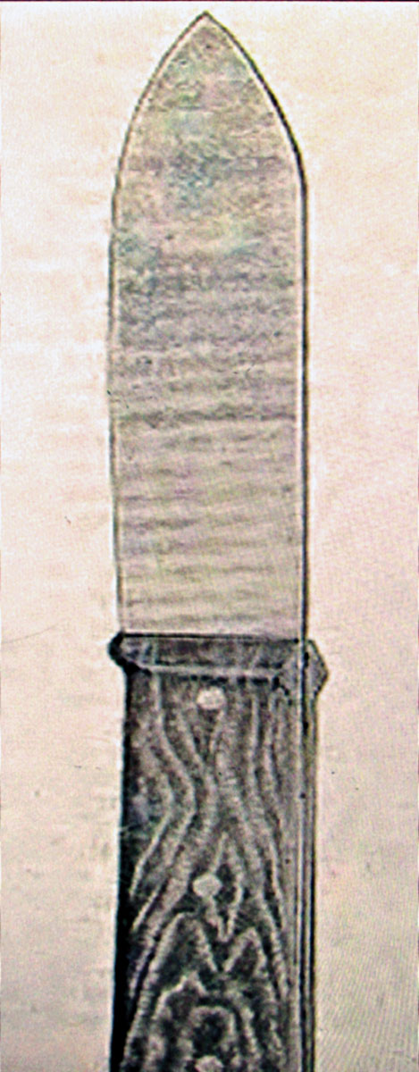 The Kephart knife, as drawn by Horace Kephart, for use in the May 1899, Forest and Stream.